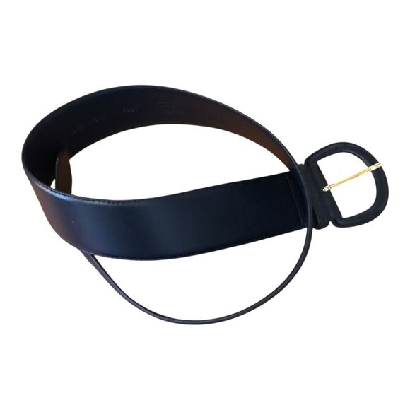 Charter Club Belt Genuine Black Leather Gold Tone Prong Women's Size Large - Picture 6 of 13